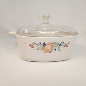 Corning Ware Abundance Pattern Casserole Dish With Lid 1.5 QT Fruit Vintage
